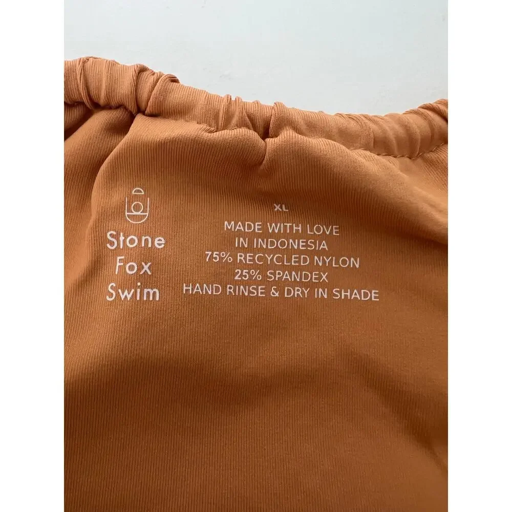NWT Revolve x Stone Fox Swim Women's River Bikini Bottom Sandstone Pique Size XL